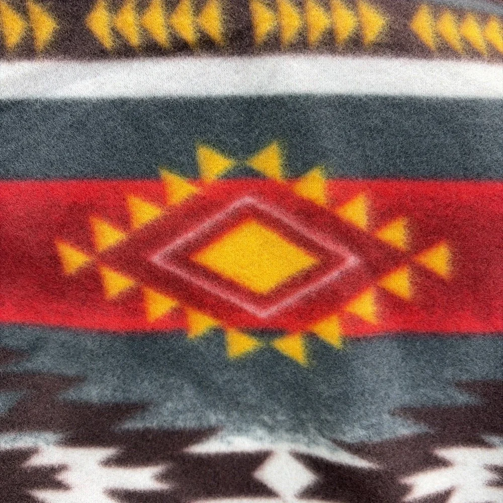 Southwestern Fleece Throw Blanket 88x88 Red Black Aztec Tribal Pattern